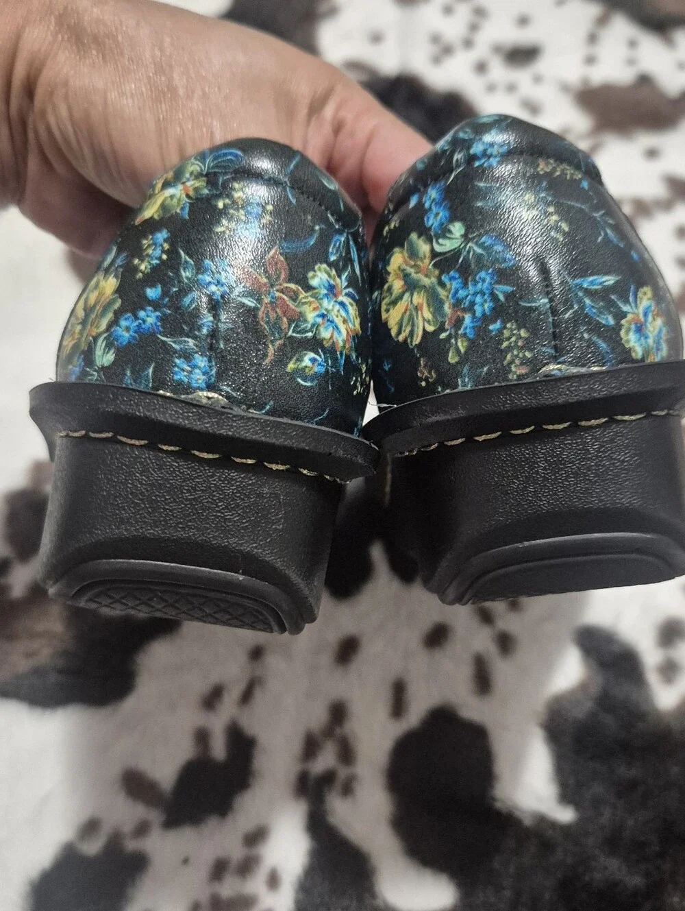 Alegria Black Floral Slip-On Loafers with Yellow & Blue Accents Shoes..Size:38